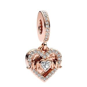 Authentic Pandora Rose Gold 'Mom' Heart Dangle Charm Pendant - NWT